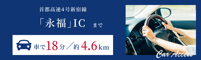 首都高速3号渋谷線「永福町」ICまで車で6分／1.4km